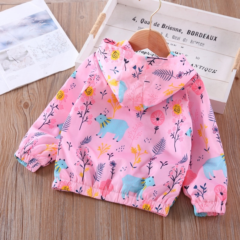 Nova jesen 2022., modna jakna za djevojčice, crtane životinje, šuma, ružičasti kaput za djevojčice, vjetrovka, majica s kapuljačom, butik dječje odjeće
