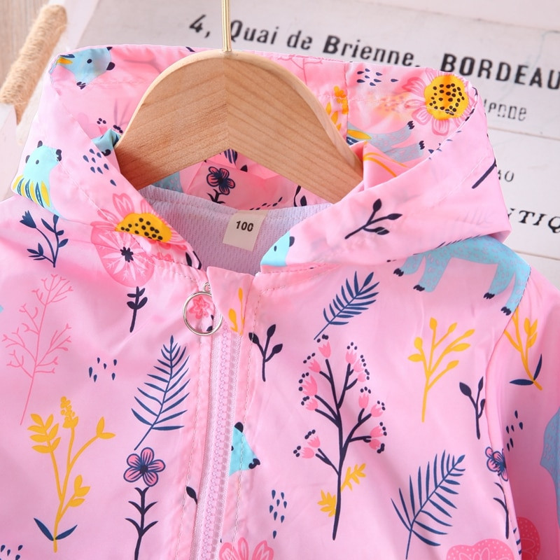 Nova jesen 2022., modna jakna za djevojčice, crtane životinje, šuma, ružičasti kaput za djevojčice, vjetrovka, majica s kapuljačom, butik dječje odjeće