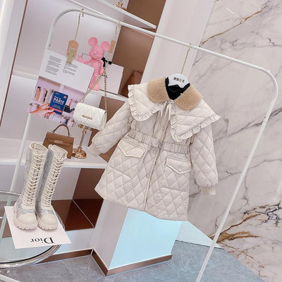 2021. Djevojčice Zimski dugi dugi kaputi Pamučno podstavljeni baršun Topli i udobni modni dječji ogrtači s pojasom Dječja odjeća