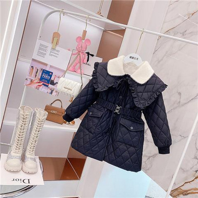 2021. Djevojčice Zimski dugi dugi kaputi Pamučno podstavljeni baršun Topli i udobni modni dječji ogrtači s pojasom Dječja odjeća
