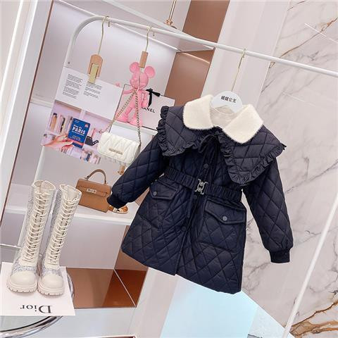2021. Djevojčice Zimski dugi dugi kaputi Pamučno podstavljeni baršun Topli i udobni modni dječji ogrtači s pojasom Dječja odjeća