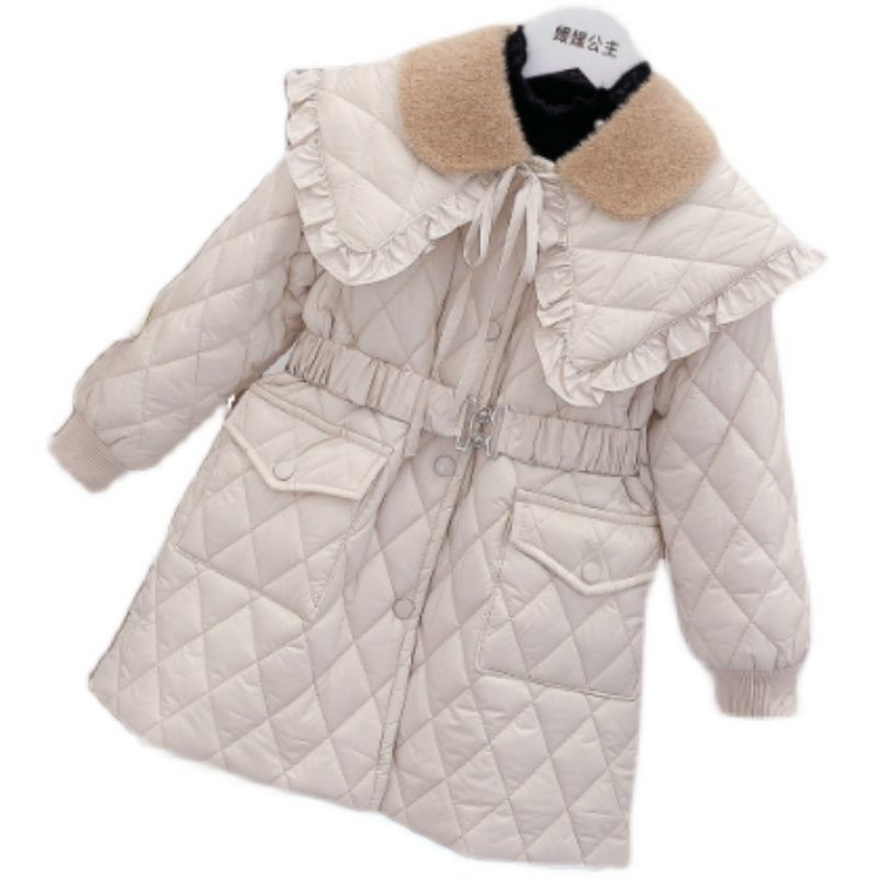 2021. Djevojčice Zimski dugi dugi kaputi Pamučno podstavljeni baršun Topli i udobni modni dječji ogrtači s pojasom Dječja odjeća