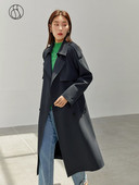 DUSHU Retro stila sieviešu Trench Jaka Morandi Coata Rudens Jauna Double Breasted Commuter visu sezonu Sieviešu vēja aizsargs