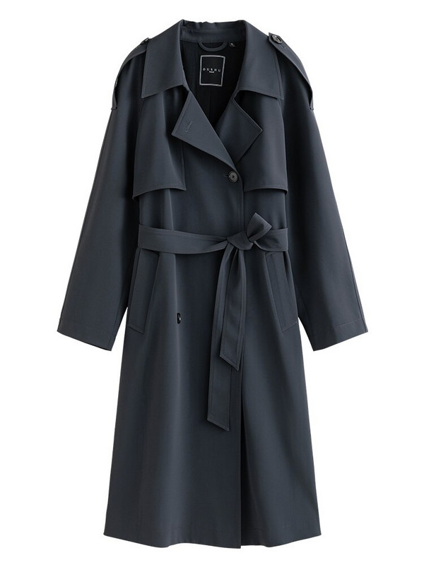 DUSHU Retro stila sieviešu Trench Jaka Morandi Coata Rudens Jauna Double Breasted Commuter visu sezonu Sieviešu vēja aizsargs