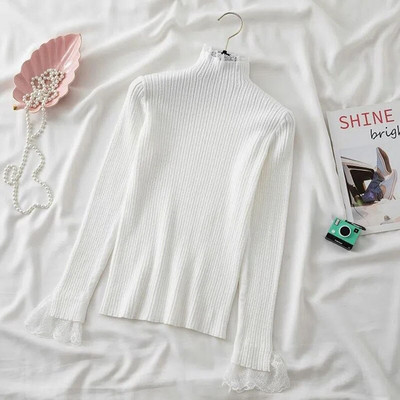 Πλεκτό πουλόβερ με λαιμόκοψη μακρυμάνικο Γυναικείο πουλόβερ Γυναικεία μωσαϊκά δαντέλας Γυναικεία φθινοπωρινά χειμωνιάτικα πουλόβερ πουλόβερ εσωτερικά Χονδρική