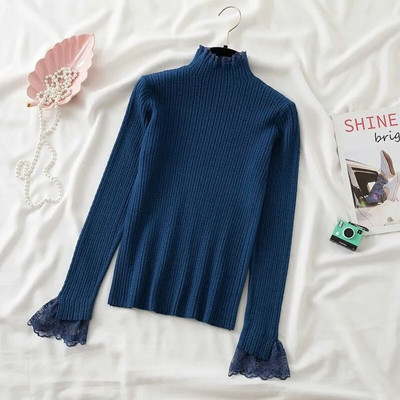 Πλεκτό πουλόβερ με λαιμόκοψη μακρυμάνικο Γυναικείο πουλόβερ Γυναικεία μωσαϊκά δαντέλας Γυναικεία φθινοπωρινά χειμωνιάτικα πουλόβερ πουλόβερ εσωτερικά Χονδρική