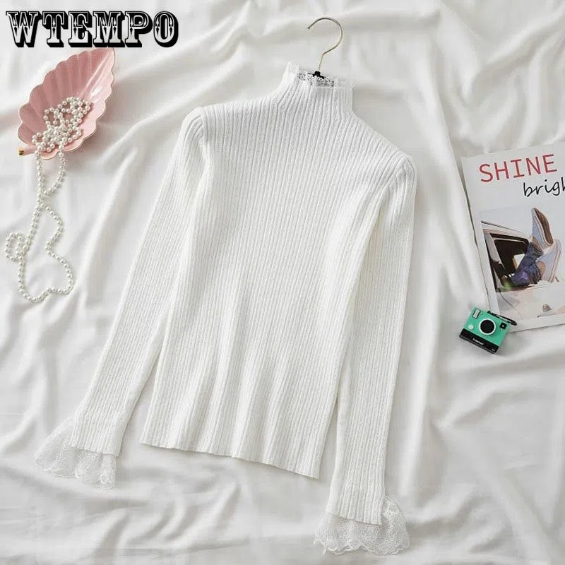 Πλεκτό πουλόβερ με λαιμόκοψη μακρυμάνικο Γυναικείο πουλόβερ Γυναικεία μωσαϊκά δαντέλας Γυναικεία φθινοπωρινά χειμωνιάτικα πουλόβερ πουλόβερ εσωτερικά Χονδρική