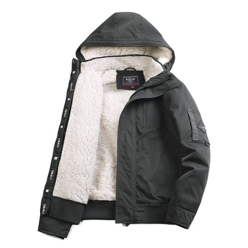 DIMUSI ziemas vīriešu bomberjaka ikdienas vīriešu virsdrēbes Flīsa silti mēteļi ar kapuci Modes retro militārās jakas Vīriešu zīmola apģērbs