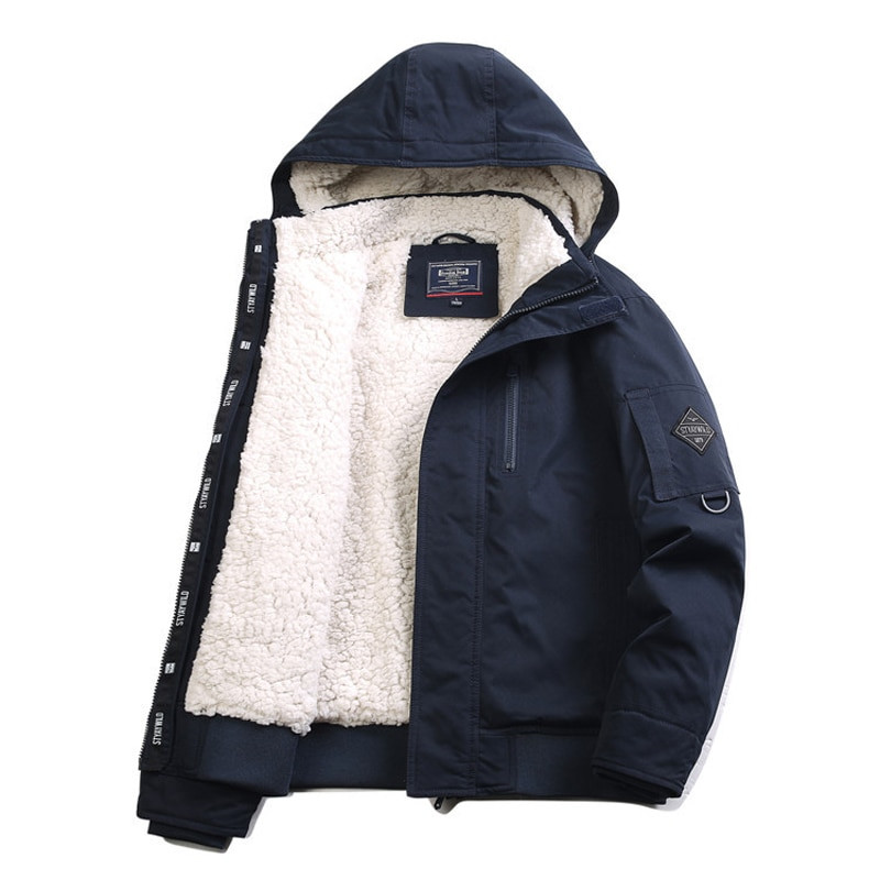DIMUSI ziemas vīriešu bomberjaka ikdienas vīriešu virsdrēbes Flīsa silti mēteļi ar kapuci Modes retro militārās jakas Vīriešu zīmola apģērbs