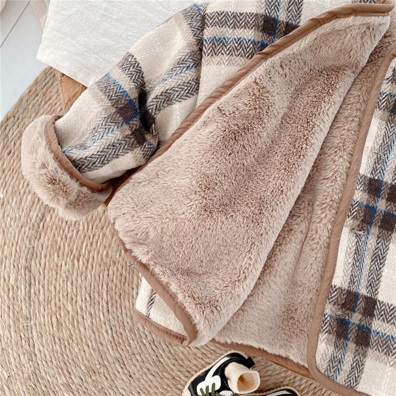 Zima 2021., novi modni karirani kaputi od flisa za dječake i djevojčice, dječje debele tople ležerne vunene jakne