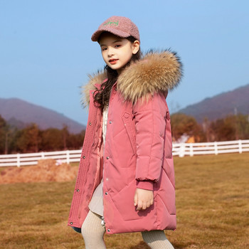 Νέο παιδικό πανωφόρι Χειμερινά ρούχα για κορίτσια ζεστά πουπουλένια μπουφάν για κοριτσίστικα ρούχα Parka real Fur Hooded Παιδικά Πανωφόρια Παλτό Στολή χιονιού