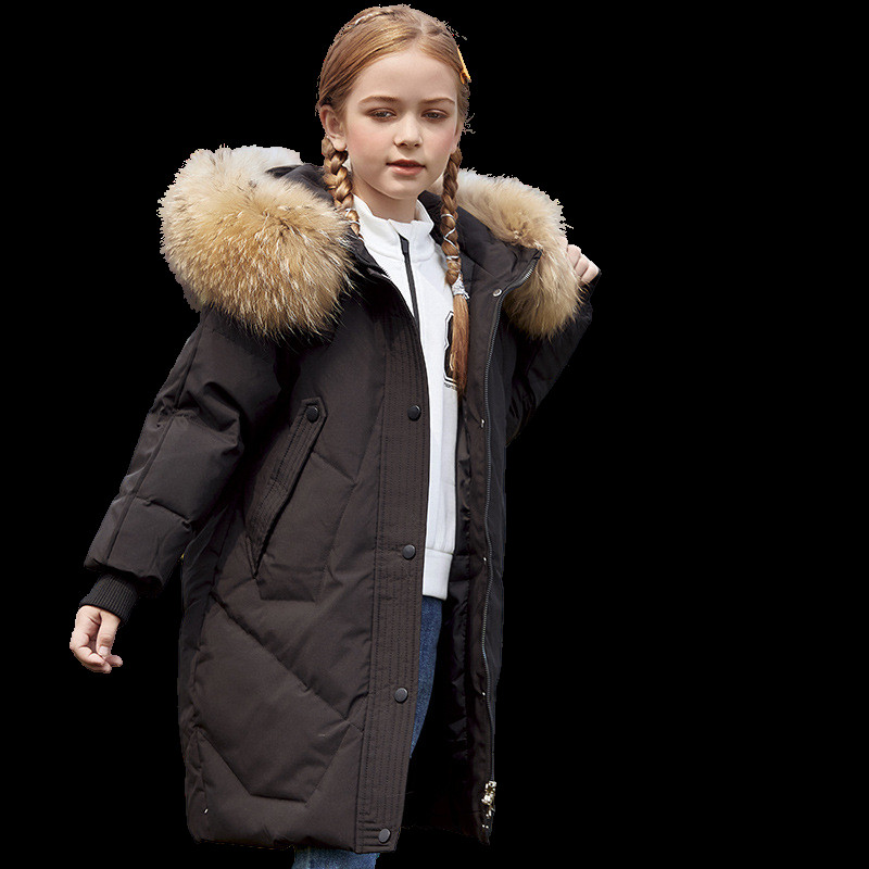 Novi dječji kaput Zimska odjeća za djevojčice Topla jakna za djevojčice Parka s kapuljačom od pravog krzna Dječja gornja odjeća Kaput snježno odijelo