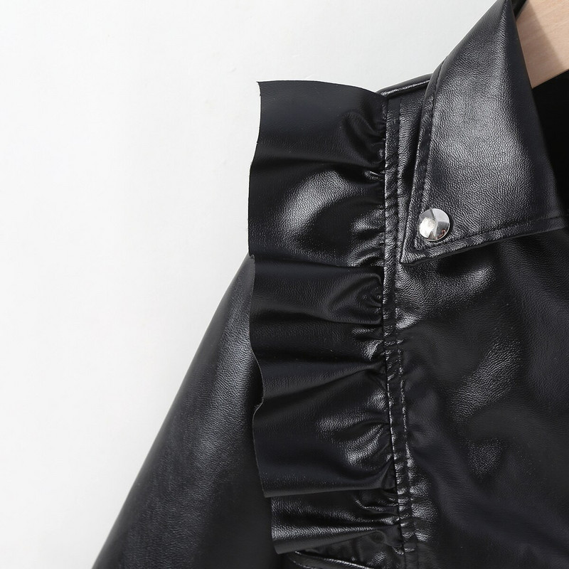 hibobi Toddler vienkrāsains atloks, āda un cepure Meitenei pavasara rudens ziemas PU mētelis Modes ādas jakas 1-6 gadu vecumam bērnam