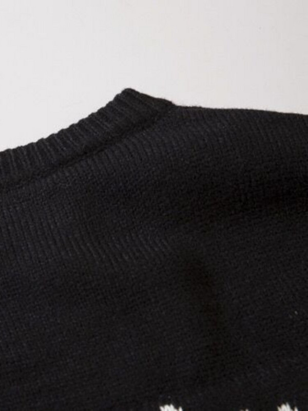 HOUZHOU Crni vintage pulover Harajuku gotički široki pleteni pulover Streetwear Oversize Y2k pulover nepravilnog ruba jesen zima