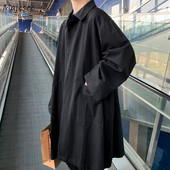 Ανδρικές μακριές καμπαρντίνες Φθινοπωρινά Κορεάτικα Όμορφα Εξωτερικά Ενδύματα Μονόχρωμα Χαλαρά Φορητά Street Wear New Design Windbreaker