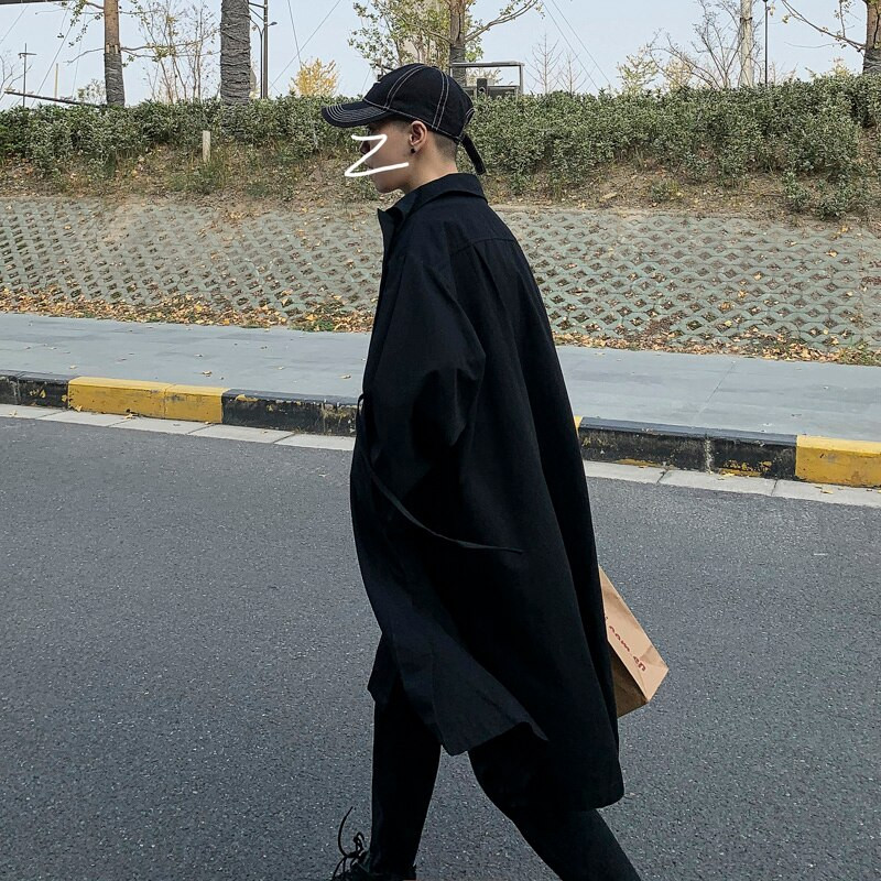 Ανδρικές μακριές καμπαρντίνες Φθινοπωρινά Κορεάτικα Όμορφα Εξωτερικά Ενδύματα Μονόχρωμα Χαλαρά Φορητά Street Wear New Design Windbreaker