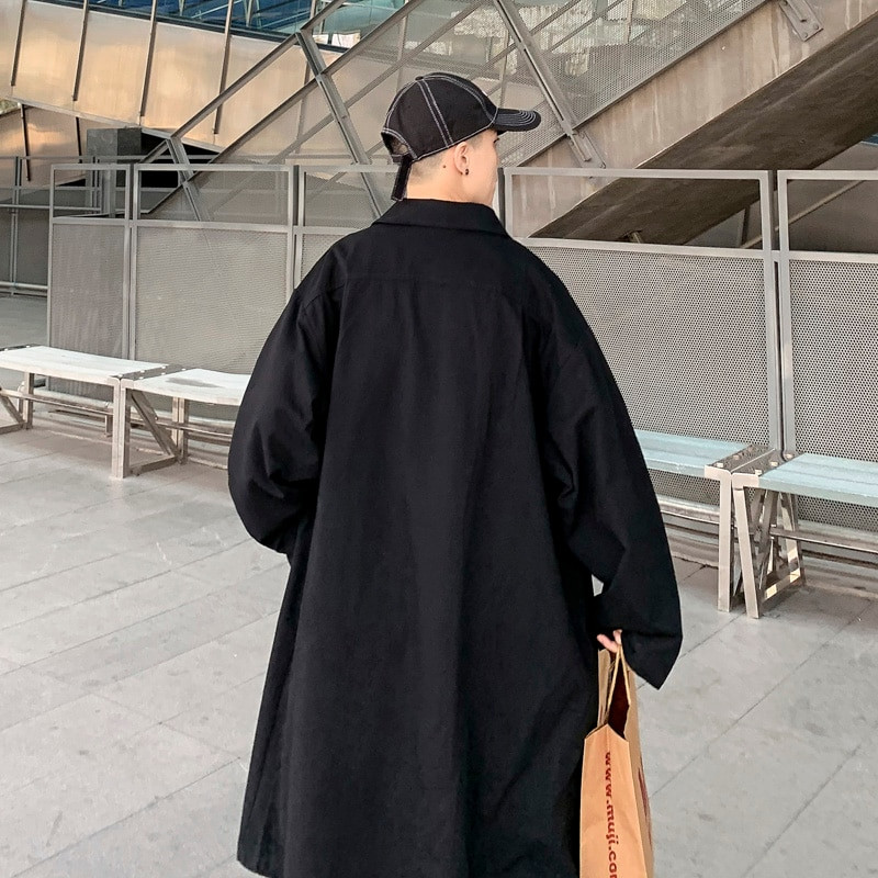 Ανδρικές μακριές καμπαρντίνες Φθινοπωρινά Κορεάτικα Όμορφα Εξωτερικά Ενδύματα Μονόχρωμα Χαλαρά Φορητά Street Wear New Design Windbreaker