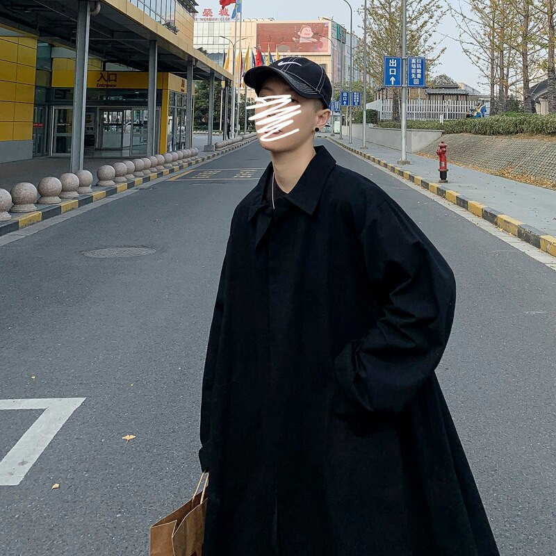 Ανδρικές μακριές καμπαρντίνες Φθινοπωρινά Κορεάτικα Όμορφα Εξωτερικά Ενδύματα Μονόχρωμα Χαλαρά Φορητά Street Wear New Design Windbreaker