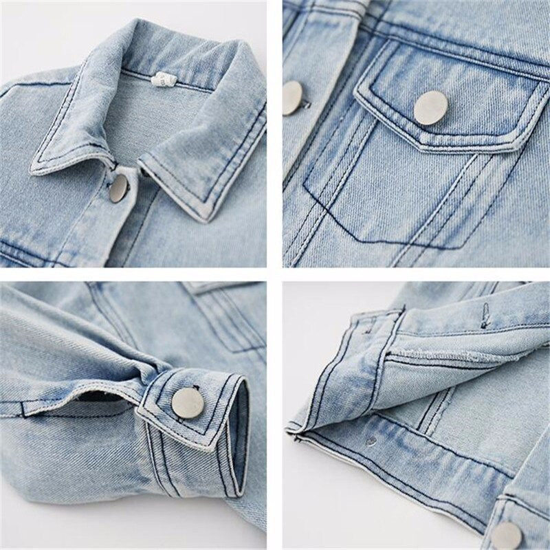 2022 Fashion Baby Girls Blue Tooling τζιν μπουφάν για παιδιά Φθινοπωρινά ρούχα για την άνοιξη Νέο παλτό με στάμπα κινουμένων σχεδίων για αγόρια