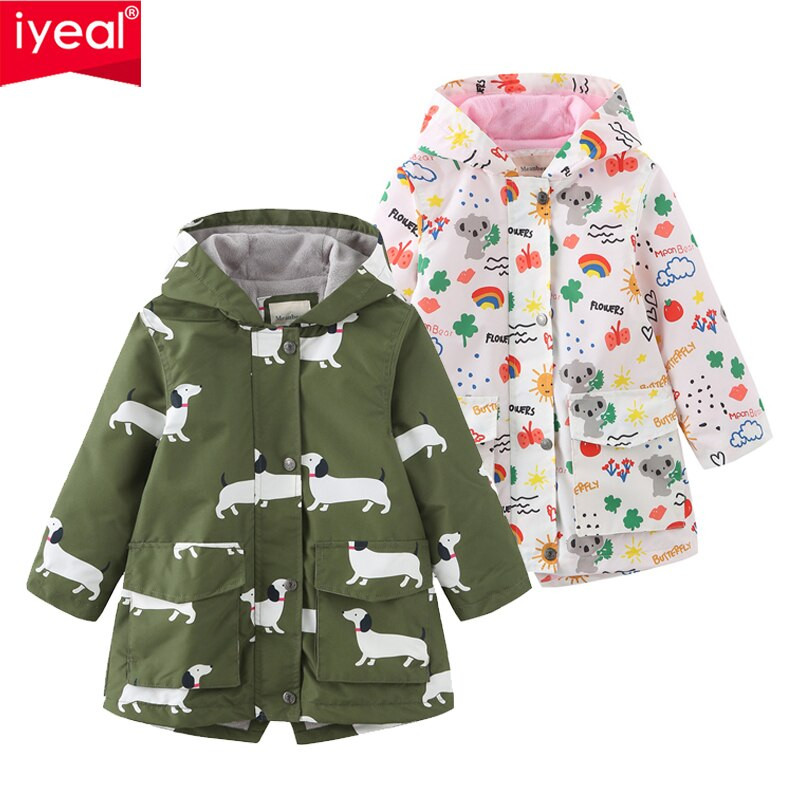 IYEAL Trenč kaput za djecu, dječake i djevojčice Kvalitetan kaput Gornja odjeća Proljeće Jesen Pamučna ležerna dječja vjetrovka s kapuljačom s motivom crtića