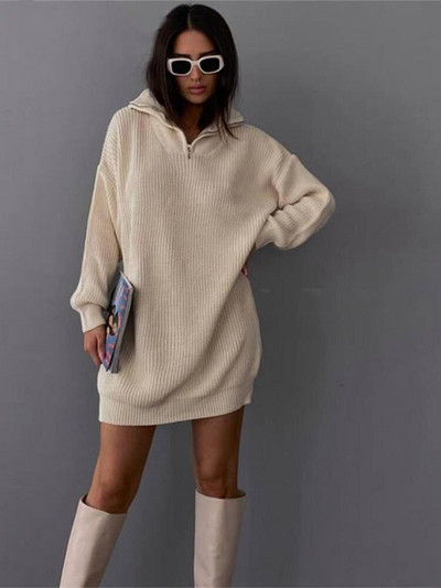 Džemperis Sieviešu garais džemperis Sieviešu trikotāžas džemperkleita Sieviešu ziemas džemperis Polo Apkakle Pulovers Ikdienas trikotāža Truiena Dames