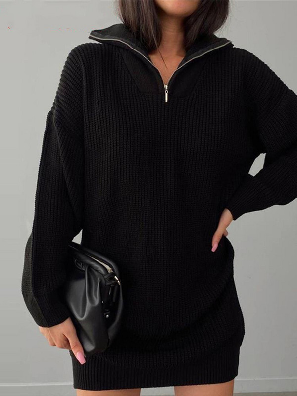 Džemperis Sieviešu garais džemperis Sieviešu trikotāžas džemperkleita Sieviešu ziemas džemperis Polo Apkakle Pulovers Ikdienas trikotāža Truiena Dames