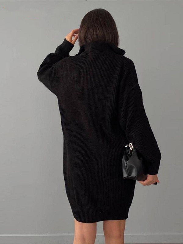 Džemperis Sieviešu garais džemperis Sieviešu trikotāžas džemperkleita Sieviešu ziemas džemperis Polo Apkakle Pulovers Ikdienas trikotāža Truiena Dames