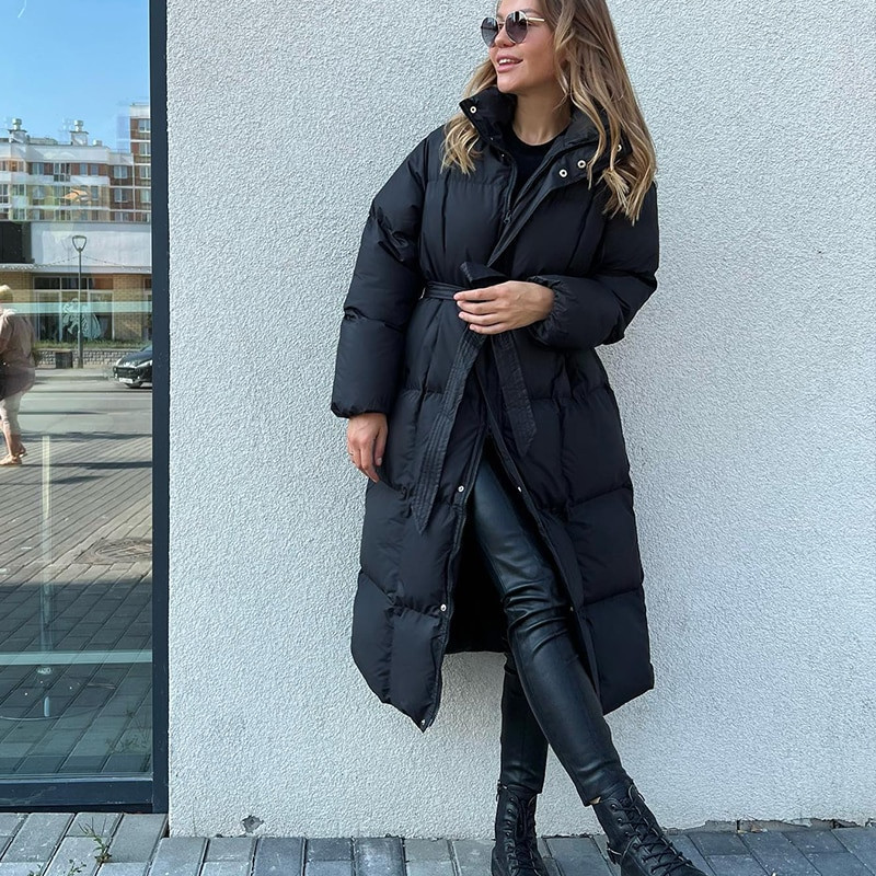 Malina Zimske debele ležerne parke Ženske modne široke prošivene kapute s remenom Ženske elegantne duge pamučne podstavljene jakne Ženske dame