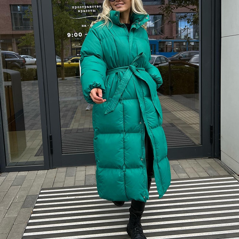 Malina Zimske debele ležerne parke Ženske modne široke prošivene kapute s remenom Ženske elegantne duge pamučne podstavljene jakne Ženske dame