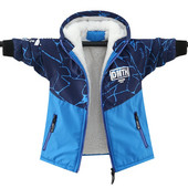 Ziemas plīša smags mētelis zēniem Bērnu virsdrēbes Rudens flīsa virsdrēbes ar kapuci Bērnu vētras jaka zēniem Pusaudžu vējjaka