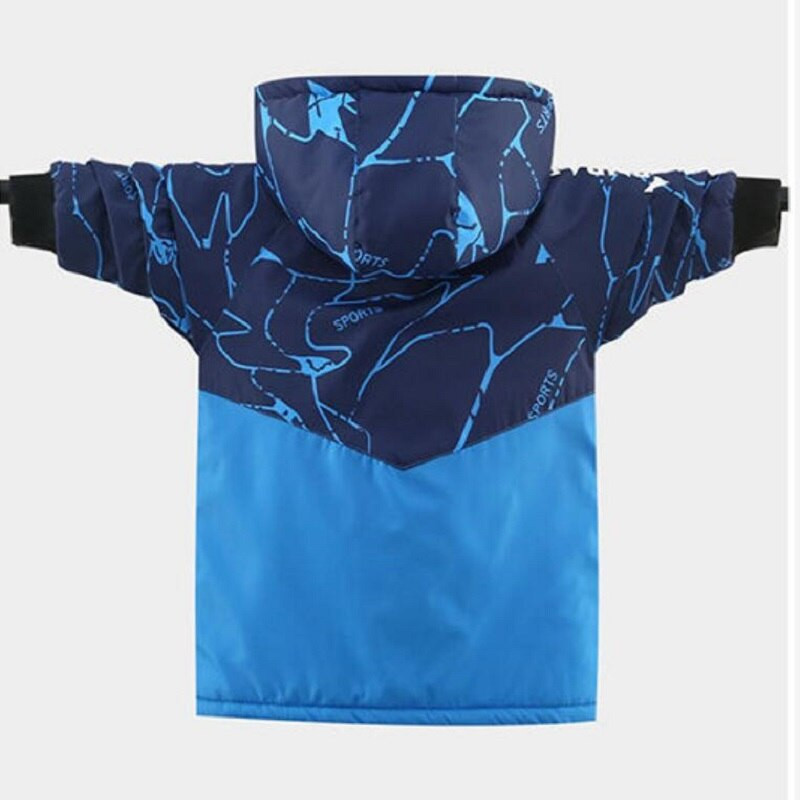 Ziemas plīša smags mētelis zēniem Bērnu virsdrēbes Rudens flīsa virsdrēbes ar kapuci Bērnu vētras jaka zēniem Pusaudžu vējjaka