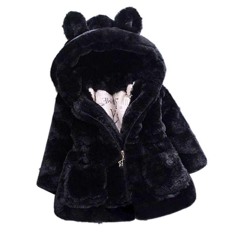 Φθινοπωρινά χειμωνιάτικα παιδικά παλτό από ψεύτικη γούνα για κορίτσια Ζεστά παιδικά εξωτερικά ενδύματα μόδας 1-7 ετών με κουκούλα για παιδιά Παιδικά εξωτερικά ενδύματα