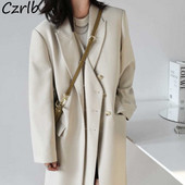 Trench Women Asymmetrical Chic Solid Windbreaker All-Match Stylish Hipster Minimalist Άνοιξη Φθινόπωρο ξεπερνά τις vintage τσέπες Νέο