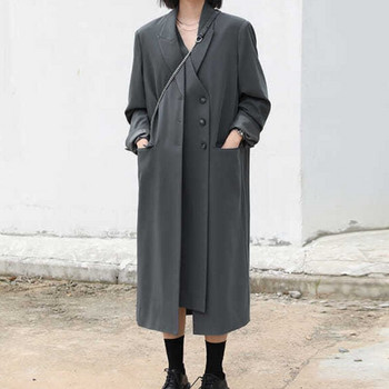 Trench Women Asymmetrical Chic Solid Windbreaker All-Match Stylish Hipster Minimalist Άνοιξη Φθινόπωρο ξεπερνά τις vintage τσέπες Νέο