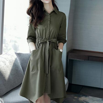 Proljeće jesen Korejski stil Elegantni modni čvrsti remen oko struka Nepravilan kaput s džepovima Ženska jakna s gumbima na revere Temperament Trench