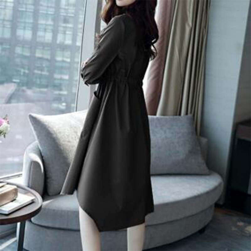 Proljeće jesen Korejski stil Elegantni modni čvrsti remen oko struka Nepravilan kaput s džepovima Ženska jakna s gumbima na revere Temperament Trench