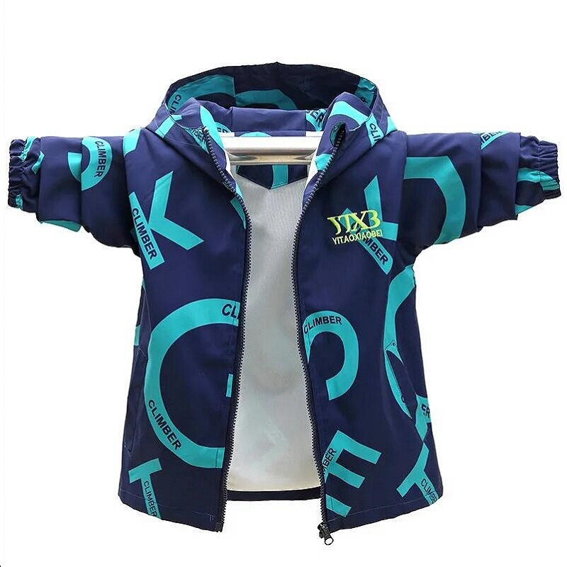 Tavasz 4-14 éves fiúk dzsekik új gyerekkabátok felsők szabálytalan mintás kabátok ruhák gyerek kapucnis felsőruházat sport szélálló széldzseki