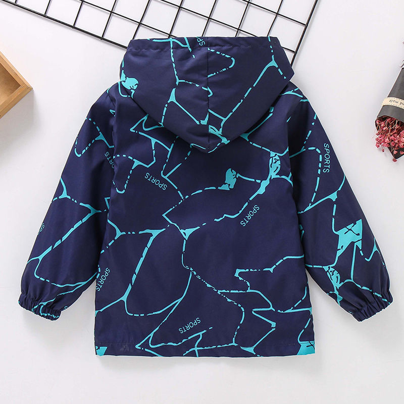 Tavasz 4-14 éves fiúk dzsekik új gyerekkabátok felsők szabálytalan mintás kabátok ruhák gyerek kapucnis felsőruházat sport szélálló széldzseki