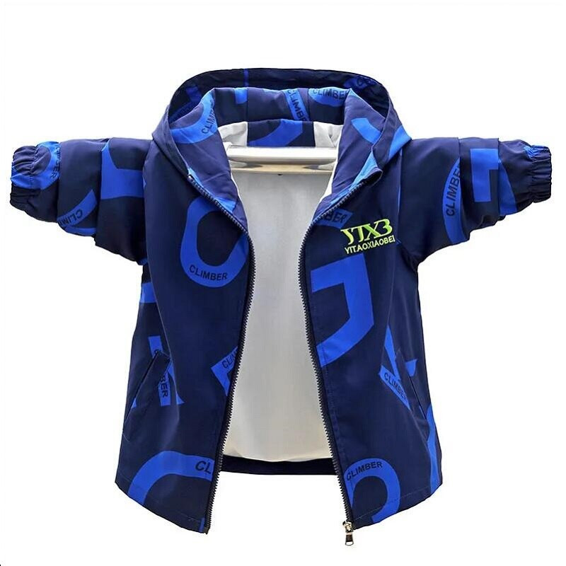 Tavasz 4-14 éves fiúk dzsekik új gyerekkabátok felsők szabálytalan mintás kabátok ruhák gyerek kapucnis felsőruházat sport szélálló széldzseki