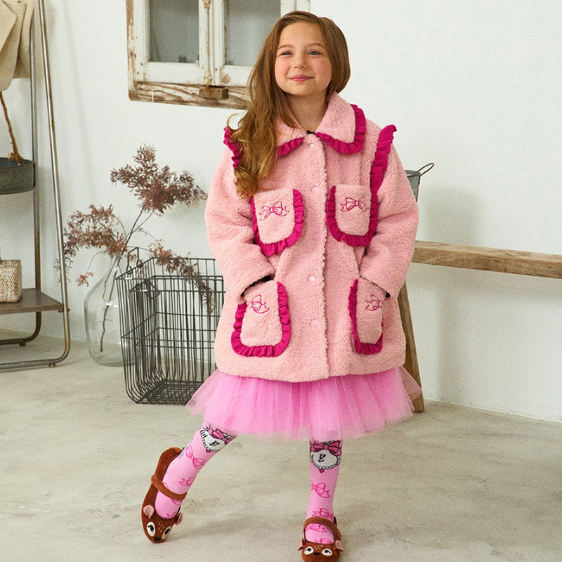 Ziemas meiteņu jaka 2022. gada jaunā korejiešu versija Modes meiteņu jaka rozā meiteņu marles svārki multfilmas sporta krekls bērnu apģērbs