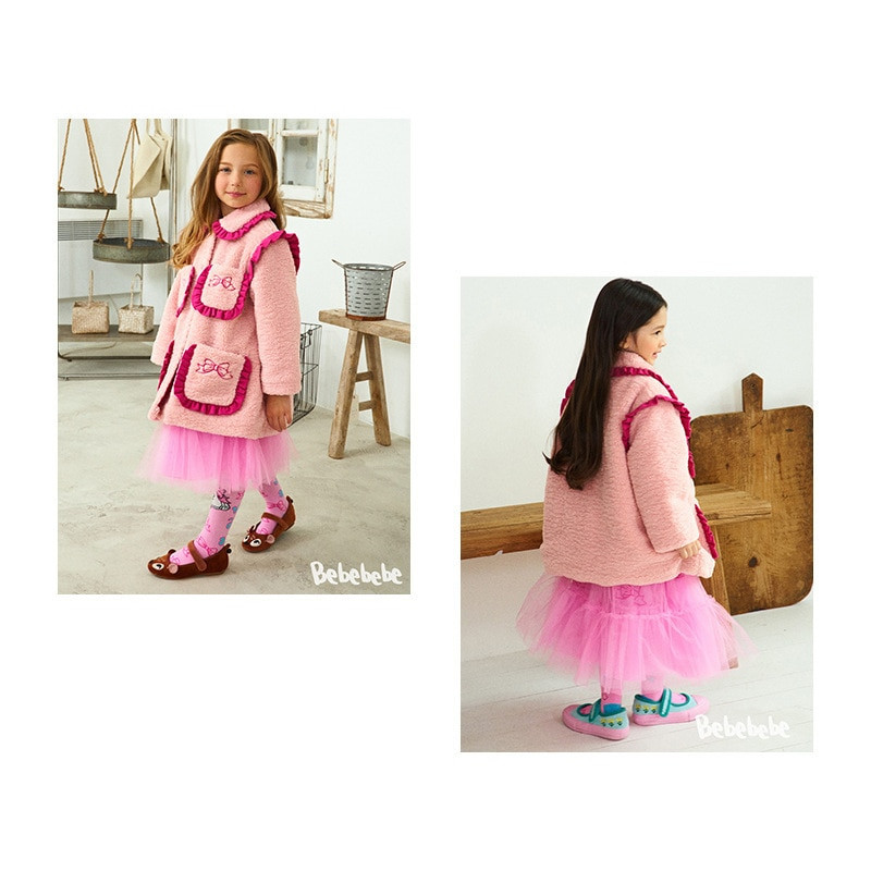 Ziemas meiteņu jaka 2022. gada jaunā korejiešu versija Modes meiteņu jaka rozā meiteņu marles svārki multfilmas sporta krekls bērnu apģērbs