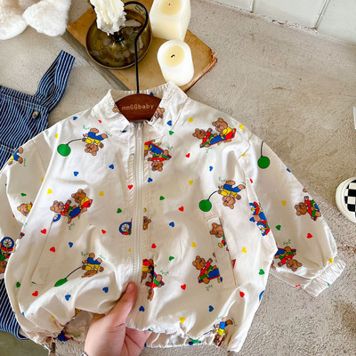 2935B Παιδικό μπουφάν 2022 Φθινόπωρο Νέο Cartoon Bear Μπουφάν με φερμουάρ Μακρυμάνικο παλτό για αγόρι 2-9 Χρόνια Μπουφάν για κορίτσια