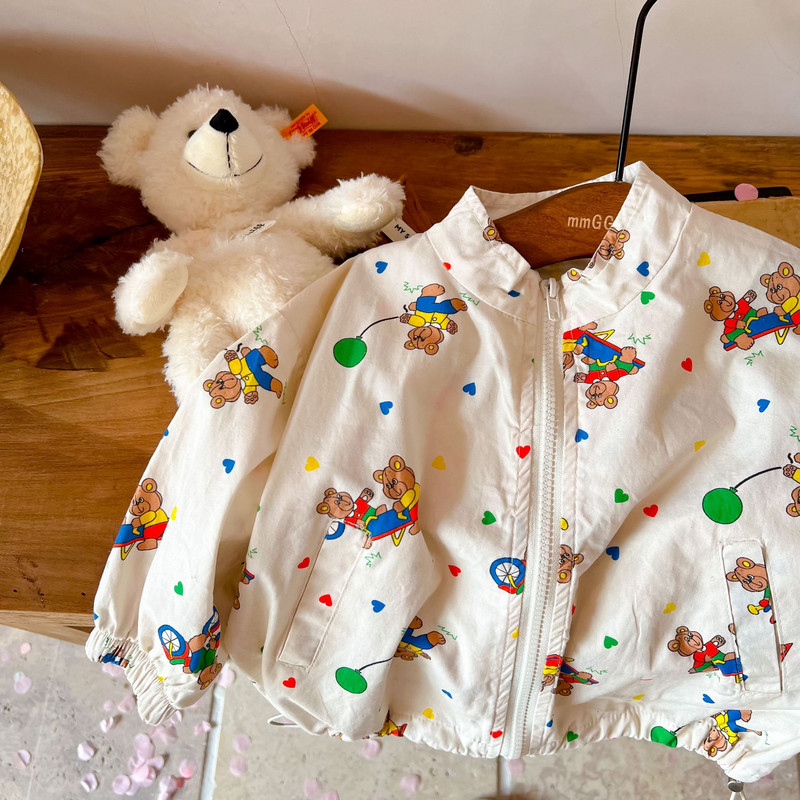 2935B Παιδικό μπουφάν 2022 Φθινόπωρο Νέο Cartoon Bear Μπουφάν με φερμουάρ Μακρυμάνικο παλτό για αγόρι 2-9 Χρόνια Μπουφάν για κορίτσια