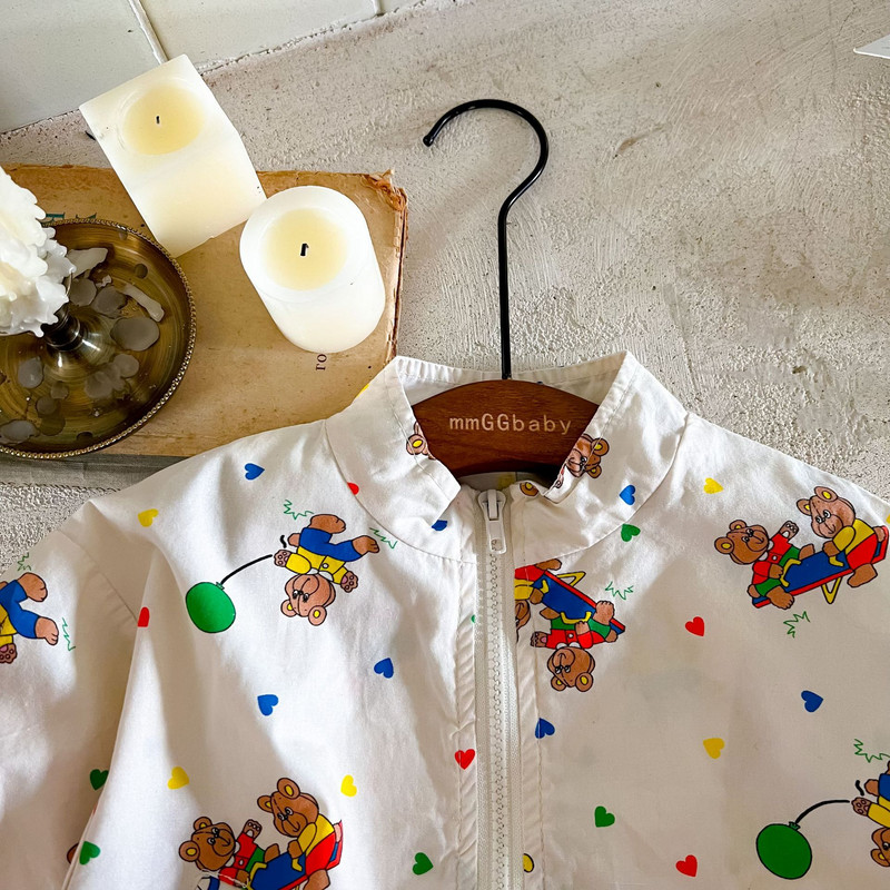 2935B Παιδικό μπουφάν 2022 Φθινόπωρο Νέο Cartoon Bear Μπουφάν με φερμουάρ Μακρυμάνικο παλτό για αγόρι 2-9 Χρόνια Μπουφάν για κορίτσια