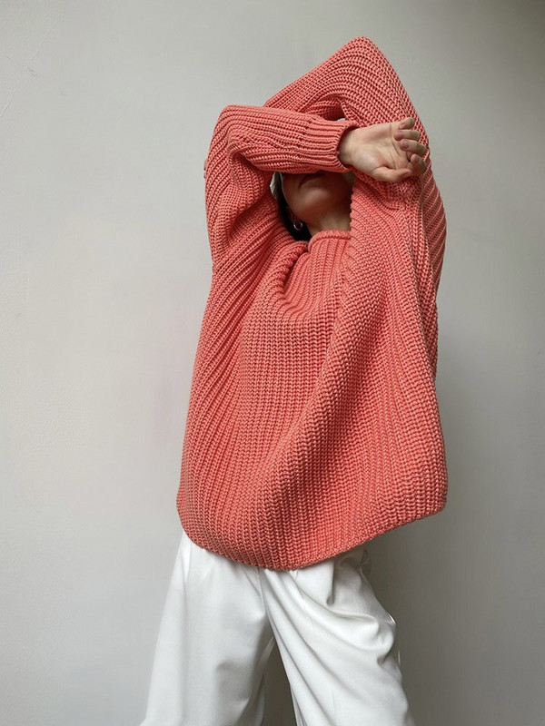 Πράσινα υπερμεγέθη πουλόβερ Γυναικεία μόδα 2022 Μονόχρωμο Χαλαρό πουλόβερ Casual Φθινοπωρινά πουλόβερ Χειμερινό vintage πλεκτό Ζεστό πουλόβερ