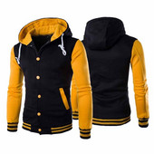 Vīriešu kapuces jaka zēnu beisbola kapuces Mētelis Mode Streetwear Slim College Varsity Zīmols Stylish Veste Homme Pavasaris Rudens