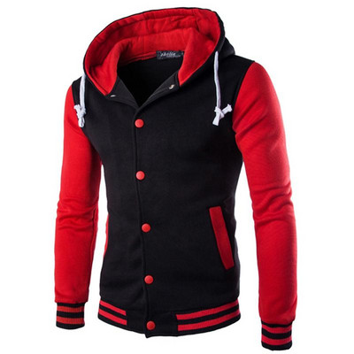 Vīriešu kapuces jaka zēnu beisbola kapuces Mētelis Mode Streetwear Slim College Varsity Zīmols Stylish Veste Homme Pavasaris Rudens