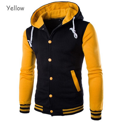 Vīriešu kapuces jaka zēnu beisbola kapuces Mētelis Mode Streetwear Slim College Varsity Zīmols Stylish Veste Homme Pavasaris Rudens
