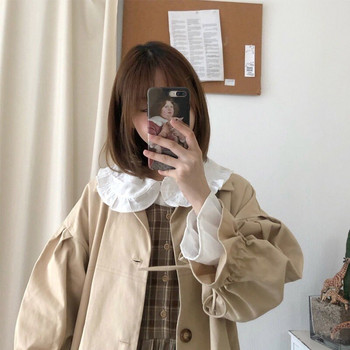 Trench Women Harajuku Streetwear Απλό, στιβαρό, γλυκό ιαπωνικό περιστασιακό ανεμοθραύστη όλων των αγώνων, Κλασικό Preppy Style Teen Girls Loose