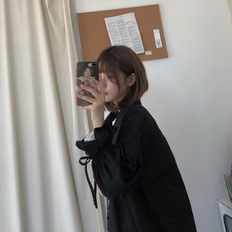 Trench Žene Harajuku Streetwear Jednostavna jednobojna slatka japanska univerzalna ležerna vjetrovka Klasični elegantni stil Teen Girls Opuštene